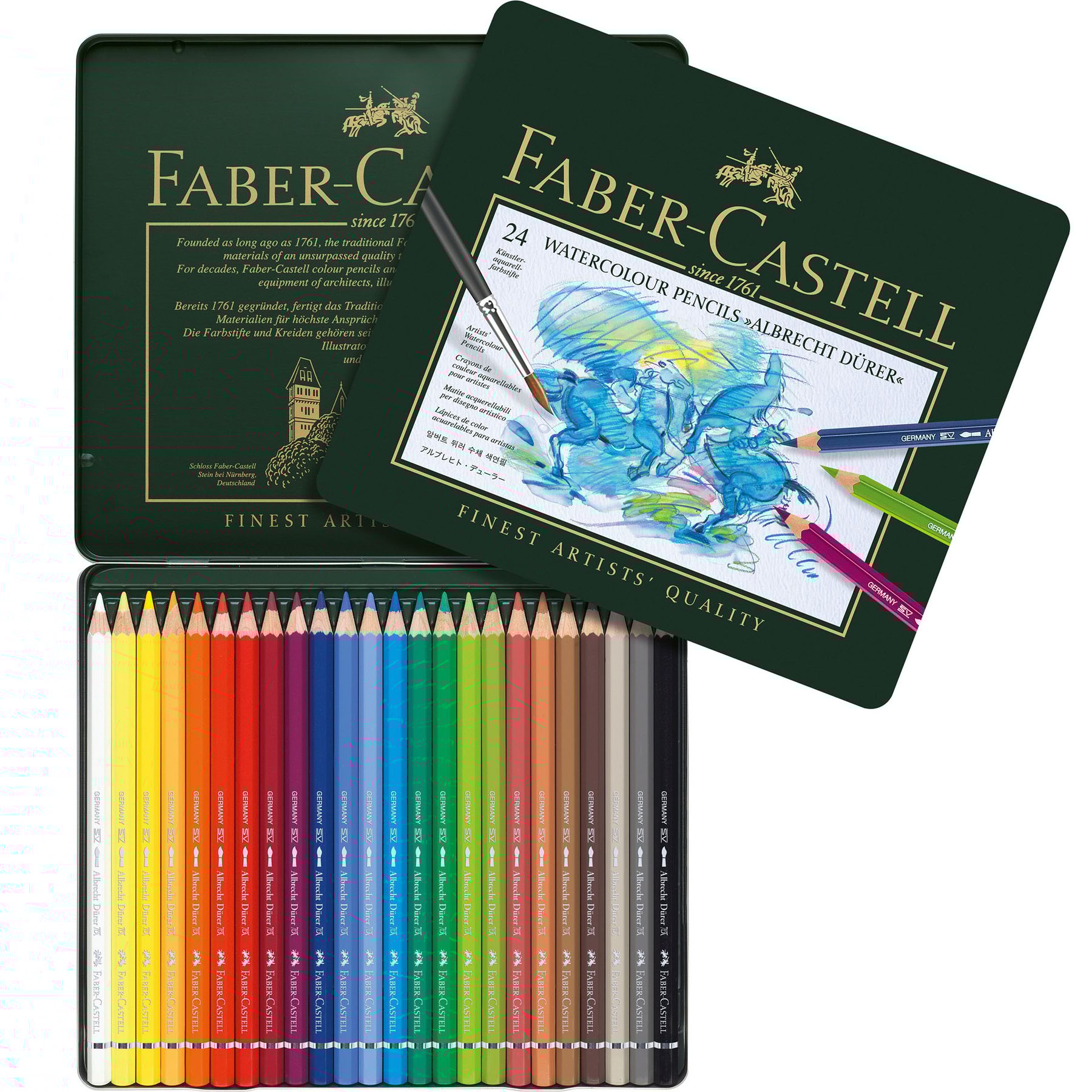 Faber-Castell Акварелни моливи Albrecht Dürer, 24 цвята, в метална ...