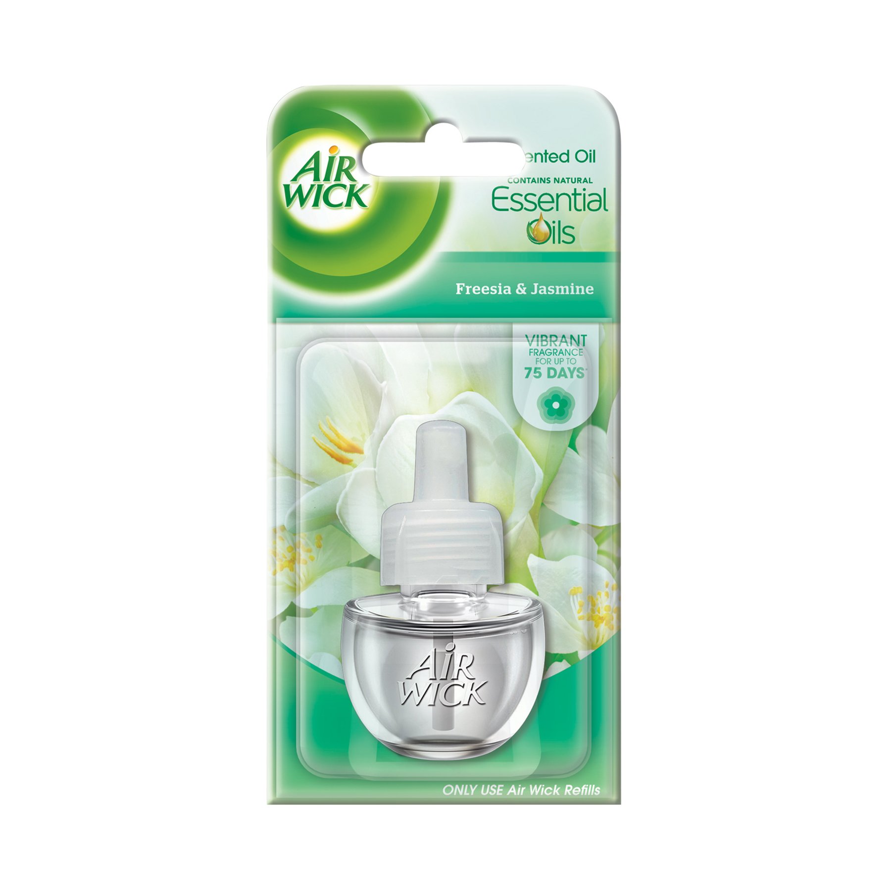 Air Wick Пълнител за електрически ароматизатор, фрезия и жасмин, 19 ml ...